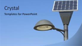  Presentation with photovoltaic - PPT theme with plant cell - lamp post and photovoltaic panel background and a light blue colored foreground