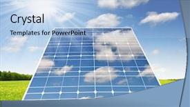  Presentation with solar cell - Beautiful presentation theme featuring plant cell - solar energy panels against sunny backdrop and a light blue colored foreground