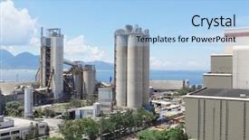  Presentation with cement industry - Slide deck featuring plant concrete or cement factory background and a light blue colored foreground