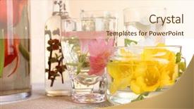  Presentation with spring water - Audience pleasing presentation design consisting of plant design - spring flowers submerged in water backdrop and a  colored foreground