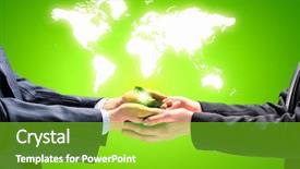  Presentation with sprout - Slide deck consisting of plant development - young green sprout in human background and a  colored foreground