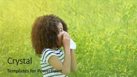  Presentation with plant tissue - Presentation theme featuring plant diseases - seasonal allergy little african-american girl background and a gold colored foreground