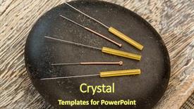  Presentation with traditional chinese medicine - Amazing theme having plant diseases - several needle for acupuncture are backdrop and a tawny brown colored foreground