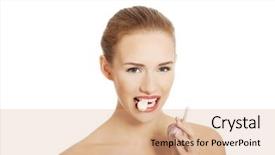  Presentation with garlic - Presentation theme consisting of plant diseases cure - beautiful caucasian topless woman background and a  colored foreground