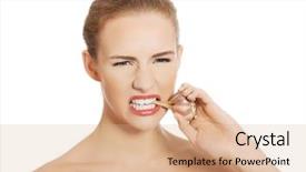  Presentation with garlic - Amazing slide set having plant diseases cure - beautiful caucasian topless woman backdrop and a  colored foreground