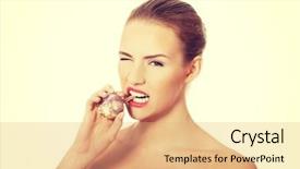  Presentation with cure - Amazing presentation design having plant diseases cure - beautiful caucasian topless woman backdrop and a  colored foreground