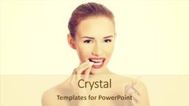  Presentation with garlic - Slide set featuring plant diseases cure - beautiful woman with raw garlic background and a  colored foreground