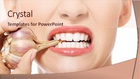  Presentation with mouth - PPT theme featuring plant diseases cure - close up on woman mouth background and a lemonade colored foreground