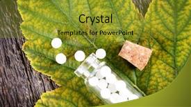  Presentation with homeopathic - PPT theme enhanced with plant diseases cure - homeopathic lactose sugar globules background and a gold colored foreground
