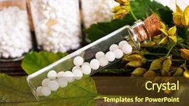  Presentation with homeopathic - Presentation enhanced with plant diseases cure - homeopathic lactose sugar globules background and a tawny brown colored foreground