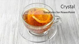  Presentation with food supplements - Presentation theme enhanced with plant food supplements - cup of tea with chia background and a light gray colored foreground