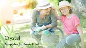  Presentation with container gardening - Beautiful presentation theme featuring plant garden - portrait of mother and daughter backdrop and a  colored foreground