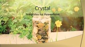  Presentation with growing - Amazing PPT layouts having plant growing in coins outside backdrop and a blonde colored foreground