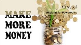  Presentation with growing - PPT theme with plant growing in coins scattered background and a lemonade colored foreground