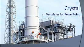  Presentation with oil refinery - Colorful PPT theme enhanced with plant hazard - part of a big oil backdrop and a sky blue colored foreground