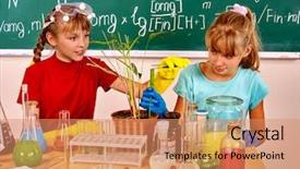  Presentation with plant biology - Presentation featuring plant in biology chemistry class background and a coral colored foreground