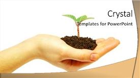  Presentation with plant and bio - PPT theme having plant in hand on white background and a white colored foreground