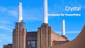  Presentation with thermal power station boiler - Presentation theme having plant kingdom - battersea power station in london background and a cyan colored foreground