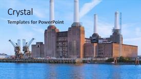  Presentation with solar battery power - PPT theme enhanced with plant kingdom - battersea power station in london background and a light blue colored foreground