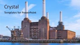  Presentation with thermal power station boiler - Colorful slides enhanced with plant kingdom - battersea power station in london backdrop and a light blue colored foreground