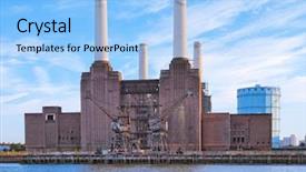  Presentation with thermal power station boiler - PPT layouts consisting of plant kingdom - battersea power station in london background and a  colored foreground
