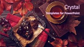  Presentation with tea plant - Presentation design having plant layout - chocolate cake and a cup background and a tawny brown colored foreground