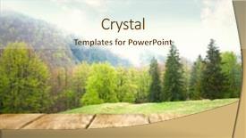  Presentation with landscape - PPT theme having plant layout - empty wooden table and beautiful background and a cream colored foreground