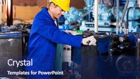  Presentation with bakery at the bakery factory - Cool new presentation with plant maintenance - experienced factory worker working backdrop and a  colored foreground