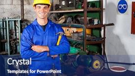  Presentation with industrial - Cool new presentation with plant maintenance - portrait of industrial repairman backdrop and a  colored foreground