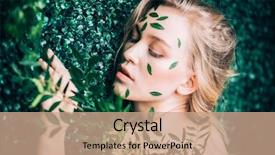  Presentation with beautiful green - Cool new presentation theme with plant model - beautiful young woman with green backdrop and a coral colored foreground