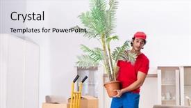  Presentation with young athletes box jumping - Colorful presentation enhanced with plant movements - young male contractor with boxes backdrop and a  colored foreground