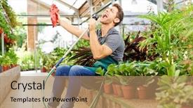  Presentation with music singing - Presentation enhanced with plant music - happy gardener singing in water background and a coral colored foreground