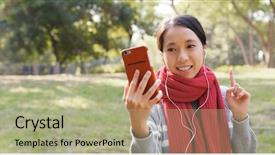  Presentation with video - Beautiful PPT theme featuring plant music - woman making video call backdrop and a mint green colored foreground