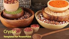  Presentation with pulse - Slide deck featuring plant pulse - different kinds of beans background and a tawny brown colored foreground
