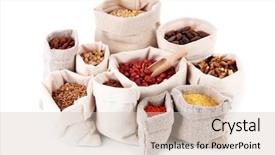  Presentation with sack of coffee beans - Slide deck featuring plant pulse - different kinds of beans background and a  colored foreground