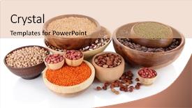  Presentation with pulse - PPT theme having plant pulse - different kinds of beans background and a  colored foreground