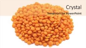  Presentation with lentils - Theme with plant pulse - red lentils isolated on white background and a yellow colored foreground