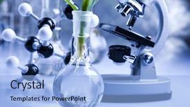  Presentation with biochemistry research laboratory - Slides consisting of plant research - biochemistry laboratory and glass background and a light blue colored foreground