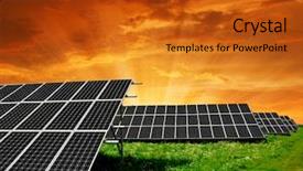  Presentation with sun energy - Colorful presentation theme enhanced with plant research - solar energy panels backdrop and a gold colored foreground