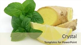  Presentation with plant roots - Amazing PPT theme having plant roots - fresh mint ginger and lemon backdrop and a blonde colored foreground