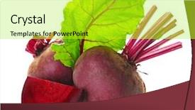  Presentation with young plant - Audience pleasing presentation theme consisting of plant roots - young beets with leaf isolated backdrop and a yellow colored foreground