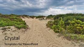  Presentation with plant salinity - Slide deck with plant salinity - way through the dunes background and a coral colored foreground