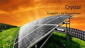  Presentation with sun energy - Theme consisting of plant save - solar energy panels background and a gold colored foreground