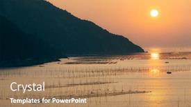  Presentation with seaweed - PPT theme enhanced with plant-seaweed-at-coastline background and a coral colored foreground