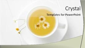  Presentation with chamomile - PPT theme enhanced with chamomile tea in white cup background and a white colored foreground