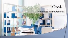  Presentation with employee - Audience pleasing PPT theme consisting of employee with too much work backdrop and a  colored foreground