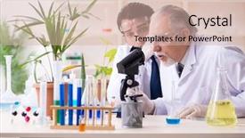  Presentation with lab - Slide deck enhanced with plant virus - two chemists working background and a soft green colored foreground