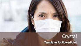  Presentation with new client interview wearing mask - Colorful PPT theme enhanced with plant virus - asian woman wear medical mask backdrop and a tawny brown colored foreground