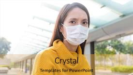  Presentation with face mask - Colorful PPT theme enhanced with plant virus - asian woman wearing the face backdrop and a gold colored foreground
