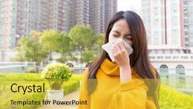  Presentation with nose - Amazing slide deck having plant virus - asian young woman runny nose backdrop and a yellow colored foreground